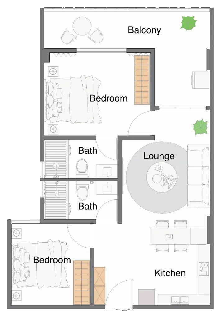2 Bedroom A floor plan